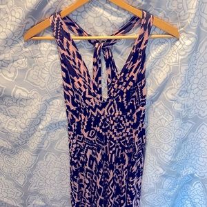 Y2K Tribal Maxi Dress - coral and black